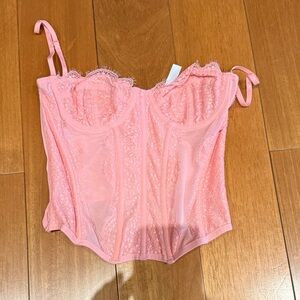 Urban Outfitters Pink Lace Bustier Top
